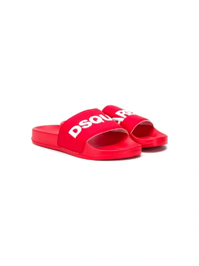 Shop Dsquared2 Logo Slides In Red