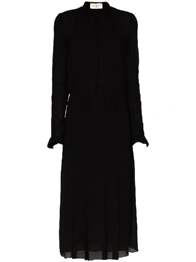 Shop Saint Laurent Sheer Shirt Dress In Black