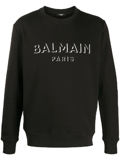 Shop Balmain Logo-print Sweatshirt In Black