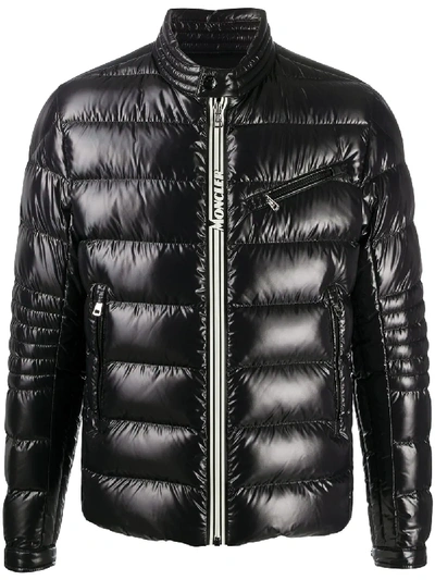 Shop Moncler Biker-style Padded Jacket In Black