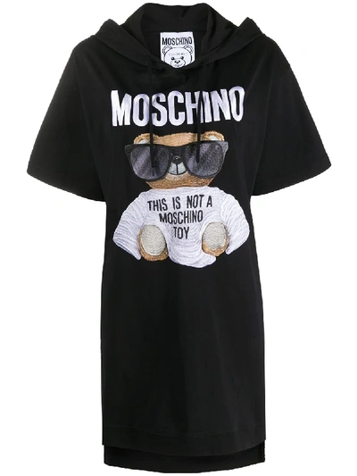 Shop Moschino Micro Teddy Bear Jersey Dress In Black