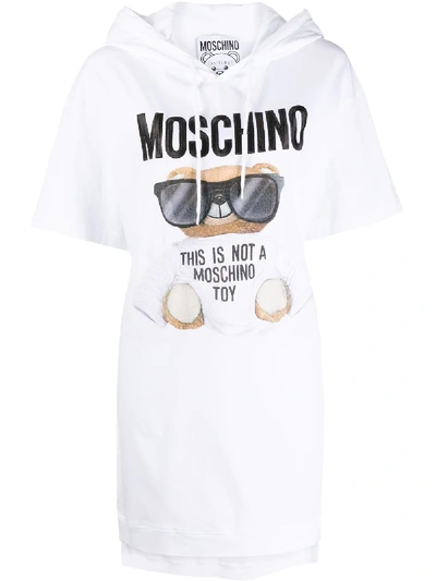 Shop Moschino Micro Teddy Bear Jersey Dress In White