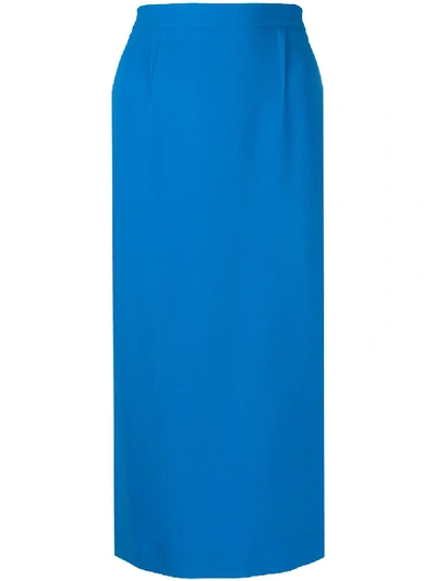 Shop Roland Mouret Arreton Midi Skirt In Blue