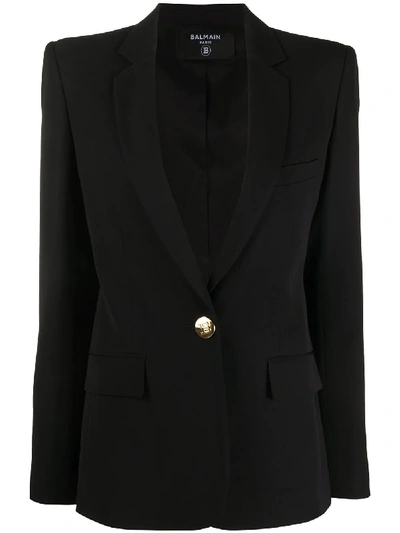 Balmain Single-breasted Structured Blazer In Black