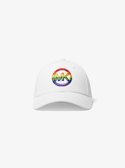 Shop Michael Kors Rainbow Logo Baseball Cap In White