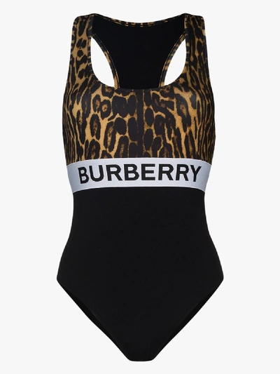 Shop Burberry Badeanzug Mit Leoparden-print In Black