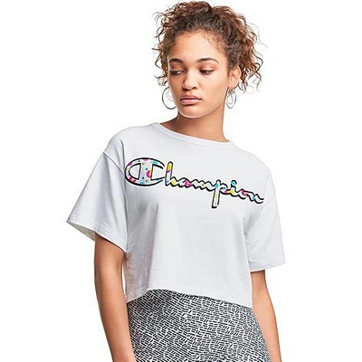 Shop Champion Women's X Mtv Limited Edition Cropped T-shirt In White