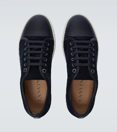 Shop Lanvin Dbb1 Suede Sneakers In 29 - Navy Blue