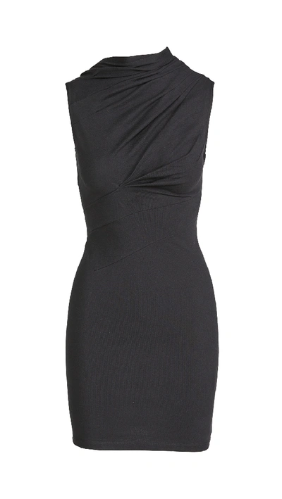 Shop Rta Holly-twisted Jersey Dress In Black