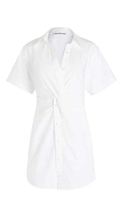 Shop Alexander Wang T Crisp Poplin Mini Shirt Dress In White