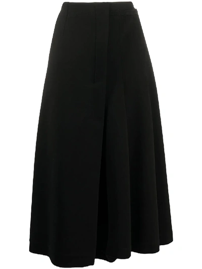 Marni Asymmetric Pleated Midi-skirt In Black