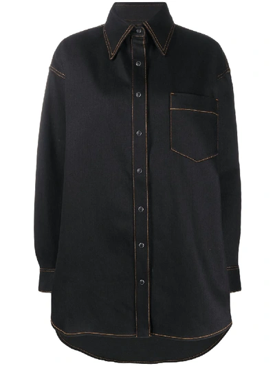 Shop Fenty Oversized Denim Shirt In Black