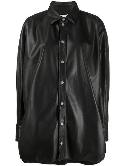 Shop Fenty Faux Leather Oversized Shirt In Black