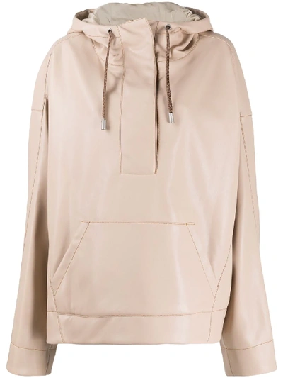 Shop Fenty Oversized Faux Leather Hoodie In Pink