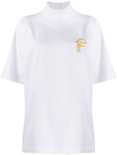 Shop Fenty Oversized High-neck Printed T-shirt In White