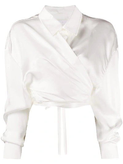 Shop Fenty Satin Draped Shirt In White