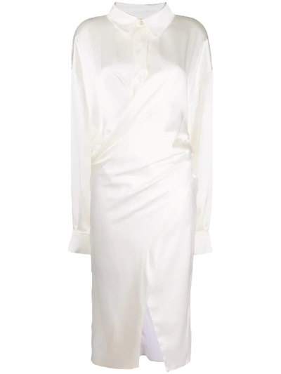 Shop Fenty Satin Shirt Dress In White