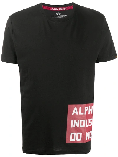 Shop Alpha Industries Logo Print Crew Neck T-shirt In Black