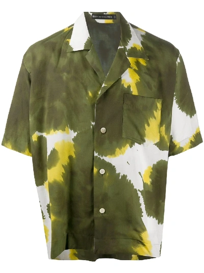 Shop Issey Miyake Oversized Abstract Print Shirt In Green