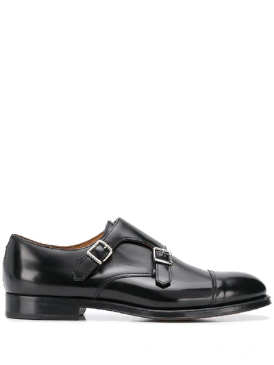 Shop Doucal's Leather Monk Shoes In Black
