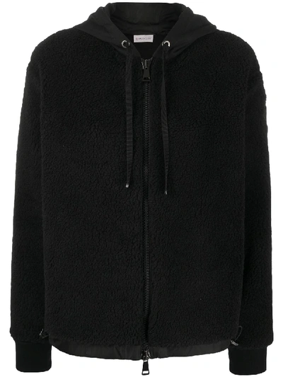 Shop Moncler Enfant Fleece Pattern Zip-up Jacket In Black