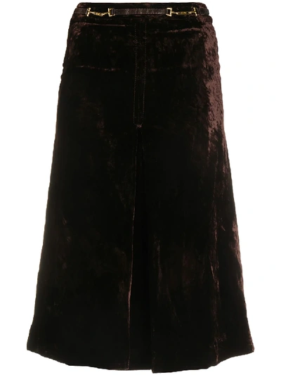 Pre-owned Celine  Belted Waist Skirt In Brown