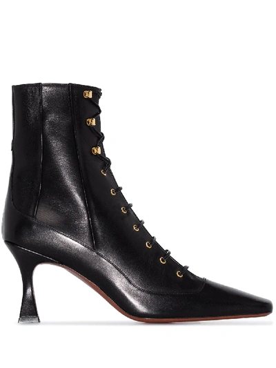 Shop Manu Atelier Duck 80mm Lace-up Ankle Boots In Black