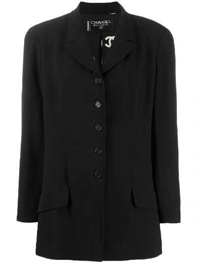 Pre-owned Chanel Buttoned Straight-fit Jacket In Black