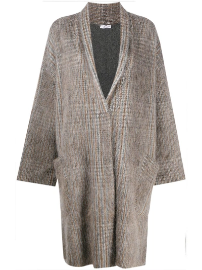 Shop Brunello Cucinelli Oversized Houndtooth Coat In Grey