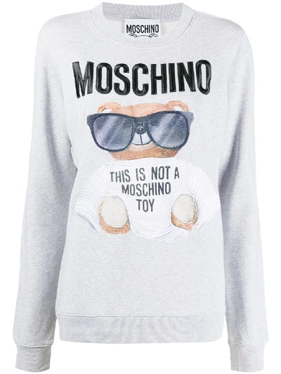 Shop Moschino Teddy Bear Print Sweatshirt In Grey