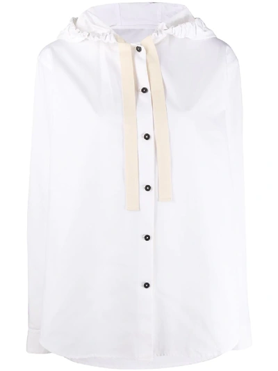 Shop Jil Sander Drawstring-hood Long-sleeve Shirt In White