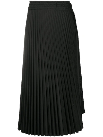 Shop Moncler Side Tie-fastening Detail Pleated Skirt In Black