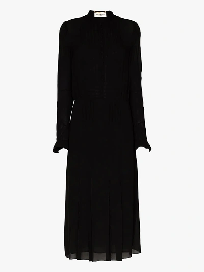 Shop Saint Laurent Silk Shirt Dress - Women's - Silk In Black