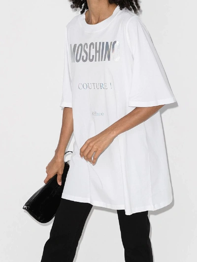 Shop Moschino White Couture Logo Cotton T-shirt Dress