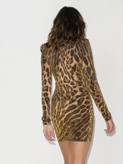 Shop Alexandre Vauthier Leopard Print Bodycon Mini Dress In Brown