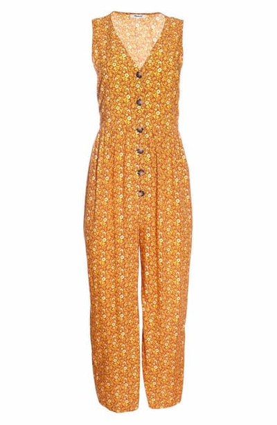 Shop Madewell Americana Floral Button Front Jumpsuit In Vine Floral Mulled Cider
