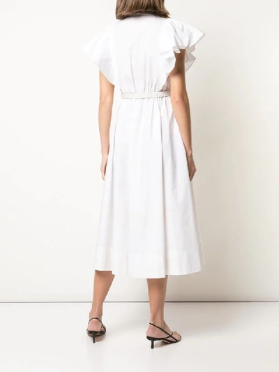Shop Nicholas Sandra Pleat-detail Midi Dress In White