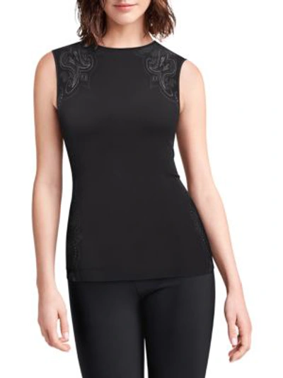 Shop Wolford Om Paisley Lace Sleeveless Top In Black Ash