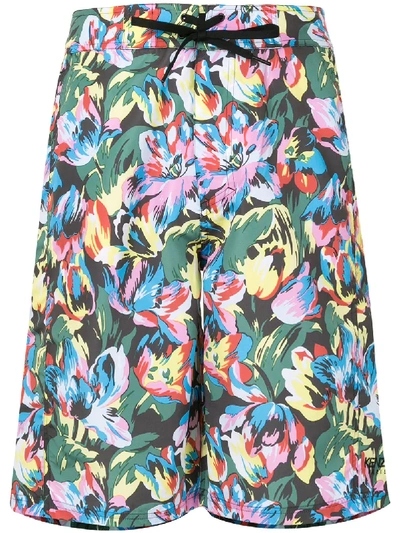 Shop Kenzo X Vans Floral-print Surf Shorts In Multicolour
