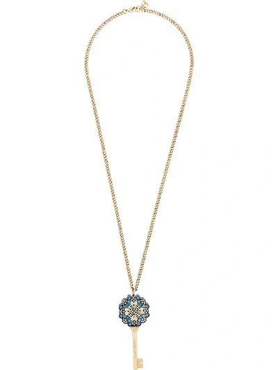 Pre-owned Chanel 2017 Embellished Key Necklace In Gold