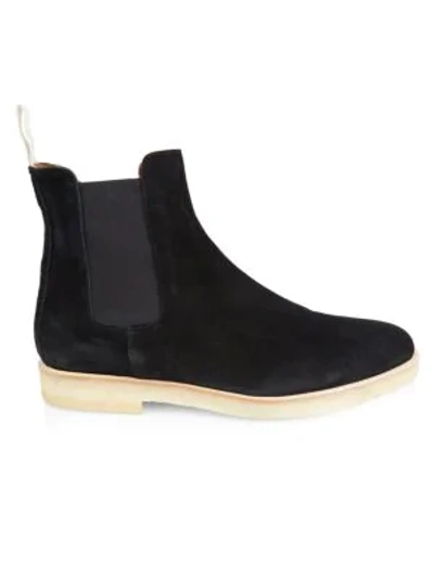 Shop Common Projects Men's Suede Chelsea Boots In Black