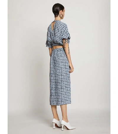 Shop Proenza Schouler White Label Gingham Cut Out Dress In Light Blue/black Painted Med Gingham/white
