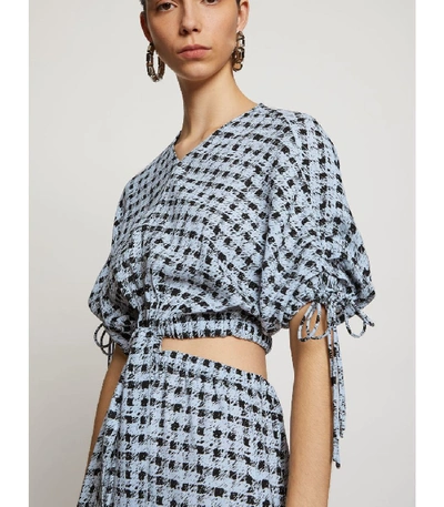 Shop Proenza Schouler White Label Gingham Cut Out Dress In Light Blue/black Painted Med Gingham/white