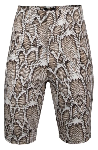 Shop Afrm Callon Snake Print Knit Shorts In Neutral Snake