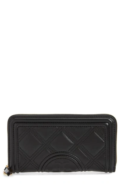 Shop Tory Burch Fleming Quilted Leather Continental Wallet In Pink Moon