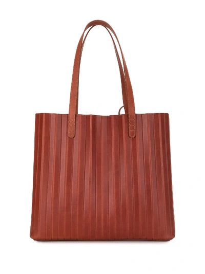 Shop Mansur Gavriel Pleated Tote Bag In Brown