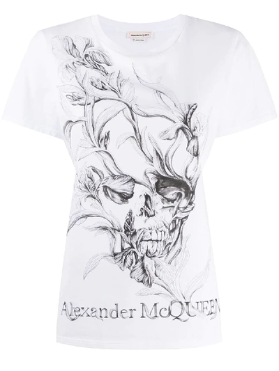 Shop Alexander Mcqueen Iris Crew-neck T-shirt In White