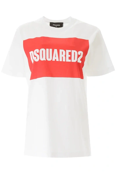 Shop Dsquared2 Box Logo Print T-shirt In White,red