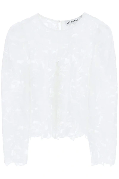 Shop Self-portrait Lace Top In White