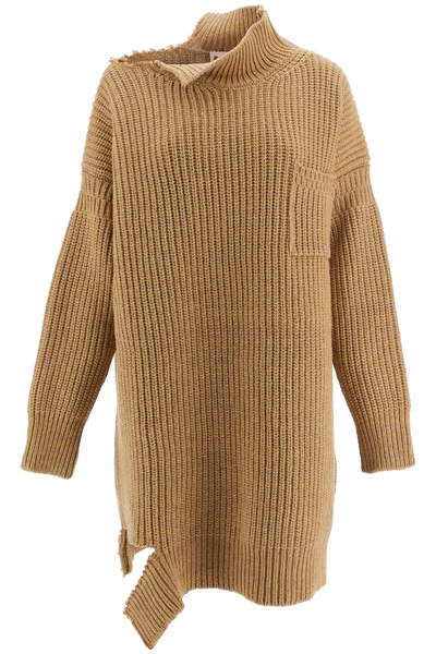 Shop Marni Oversized Sweater In Brown,beige